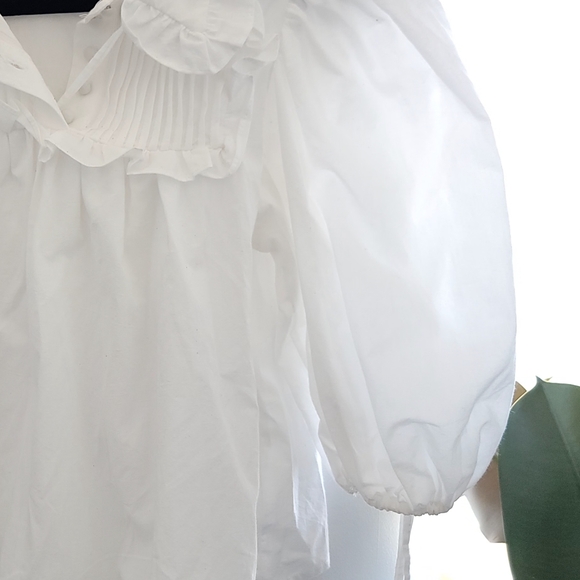 Blue Tassel XS Puff Sleeve Collared Blouse - Picture 4 of 4